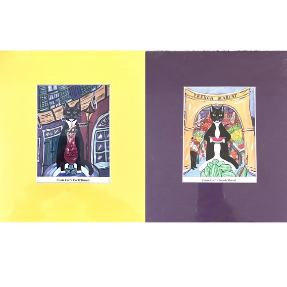 The Creole Cat Chamain O'Mahony Two Matted Prints French Marcat & Cat O’Brien’s
